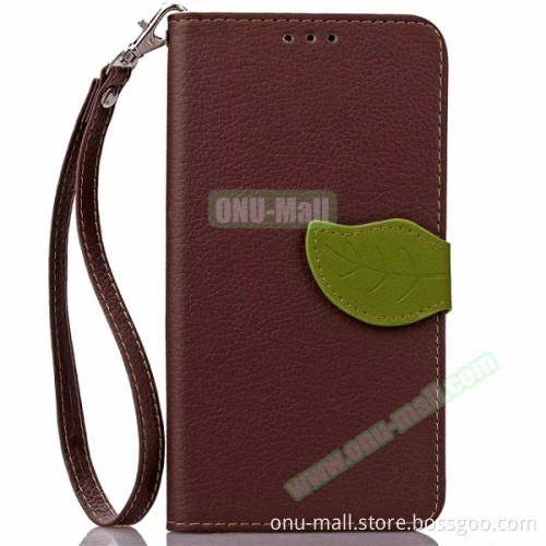 Litchi Texture Leaf Magnetic Snap Flip Leather Wallet Case for LG V10 Phone Case